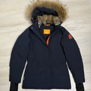 CINTAMANI Genuine FUR Down & Feather Winter Puffer Parka Jacket Coat Womens XS